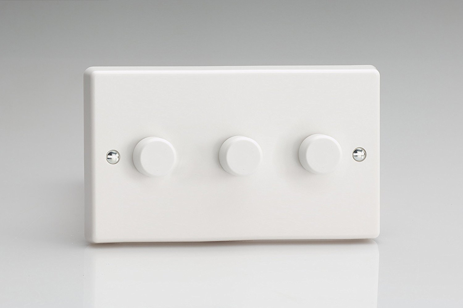 Varilight - 3 Gang 1 or 2 Way 3x400 Watt Push on/Push off Standard Dimmer Switch Classic White Plastic - HQ33W