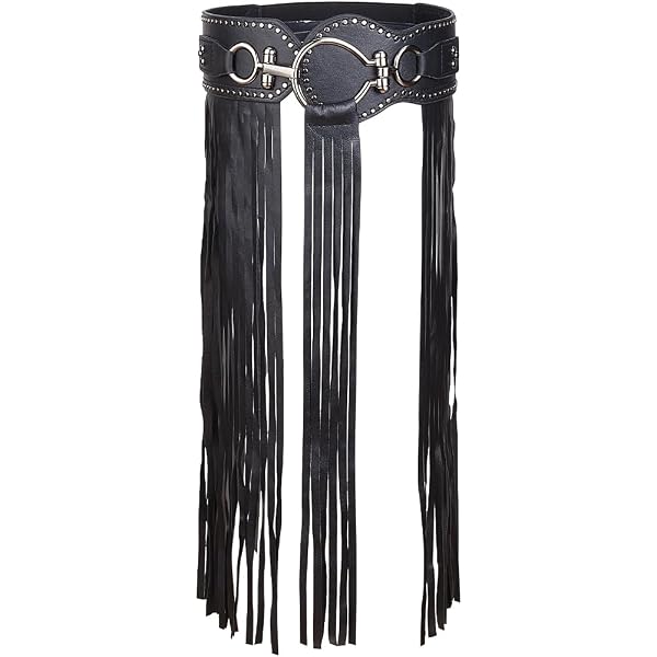Lopsity Women Tassel Fringe Skirt Belt Punk Waist Belt PU  display picture 1