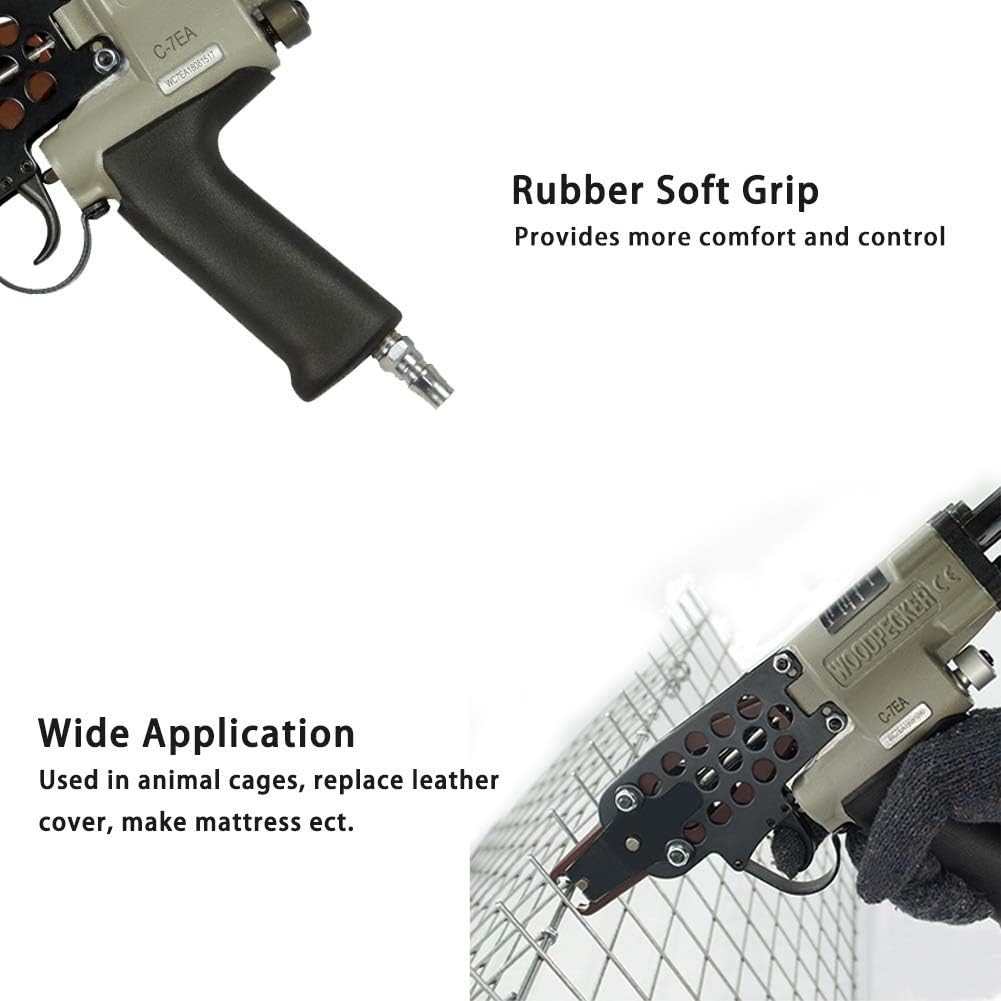 Woodpecker C-7EA 15 Gauge Pneumatic Hog Ring Gun, 19mm Crown, 7.0mm Closure Dia., Air Hog Ring Plier Tool, C-Type Plier - Image 5