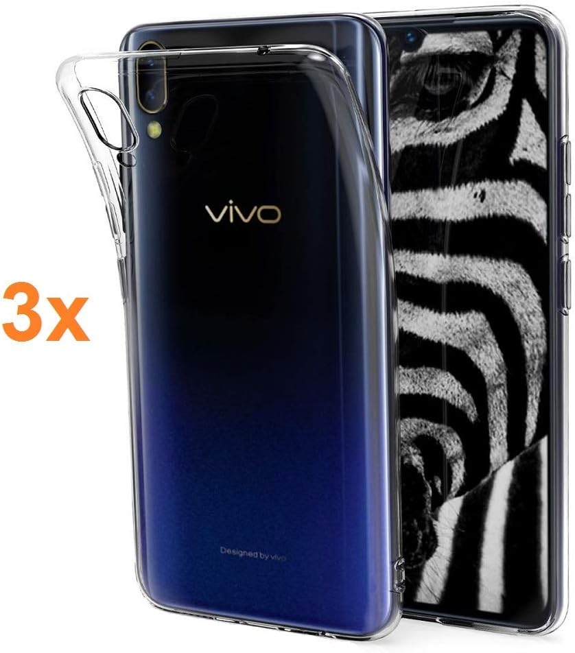Pack 3X Case Flexible Silicone TPU for VIVO V11 - VIVO V11 PRO, Ultra Thin 0.33mm, Crystal Clear