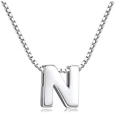 CANDYFANCY Initial Necklace 925 Sterling Silver Letter Pendant Personalized 26 Alphabet Necklace for Women Men A-Z