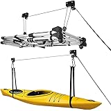 VIVOHOME Heavy Duty 2-Pack 125 Lbs Capacity Ceiling Mounted Bicycle Kayak Canoe Garage Storage Rack Lift Hoists with Pulley S
