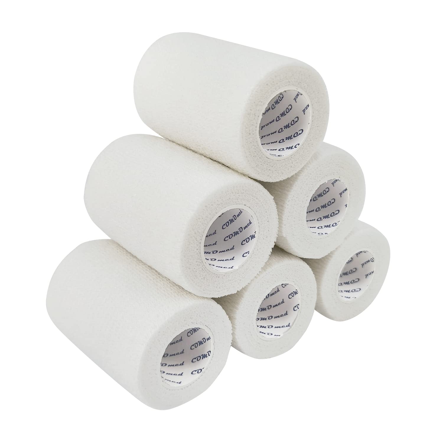 COMOmed 6 Rolls Cohesive Bandage White 7.5cmX4.5m, Flexible Bandage,Non-Woven Cohesive, Athletic Tape,Vet wrap,Wraps Bandage,Suitable for Sensitive Skin