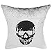 Homecy Reversible Sequins Pillow Cover Skull Patten Mermaid Pillowcases Throw Cushion 16x16 Inch