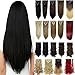 S-noilite 8PCS/SET Full Head Clip in Hair Extensions 140Grams Thick Real Natural Synthetic Hairpiece(23inches-straight, Jet Black)
