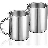Bidponds 2 Packs 400ml Stainless Steel Double Wall Mug,Travel Camping Mug,Suitable for Coffee, Milk,Juice,Tea and other Cold or Hot Drinks