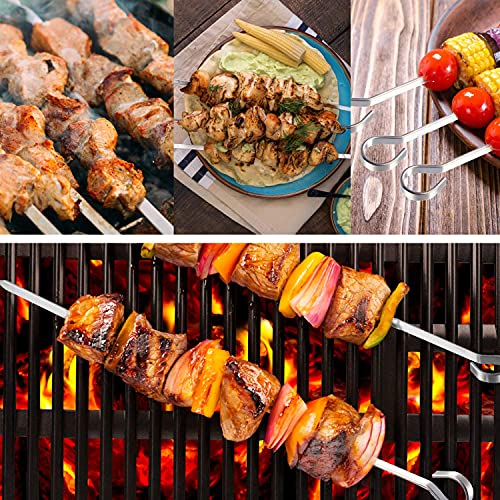 Kabob Skewers for Grilling, GHelper 17" Metal Kebab Skewers Long Flat