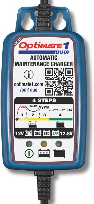 OptiMate 1 Duo 12V Battery Charger Maintainer LiFePO4 Lead Acid