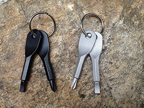 EKLOEN Outdoor Multifunctional Pocket Mini Tool Screwdriver with Keychain (2 Piece Black and 2 Piece Silver) - Thumbnail 7
