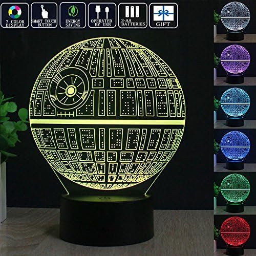 ETopLike Nightlight, 3D Illusion Platform Night Lighting Touch Botton 7 Color Change Decor LED Lamp (Death Star)