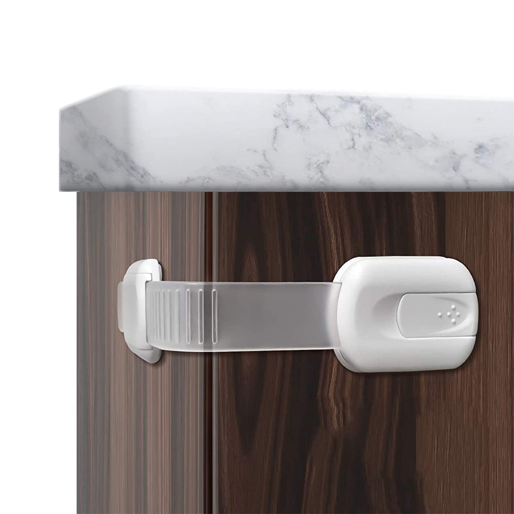 Photo 1 of Child Safety Cabinet Strap Locks - OKEFAN 12 Pack Baby Proofing Adhesive Latches for Kids Drawer Cupboard Dishwasher Fridge Oven Door No Drill (White)