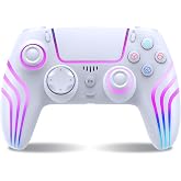 Wireless Controller for P4 with LED Lighting,Remote Control for P4,White | Double Shock,6-Axis Sensor,3.5mm Headphone Jack