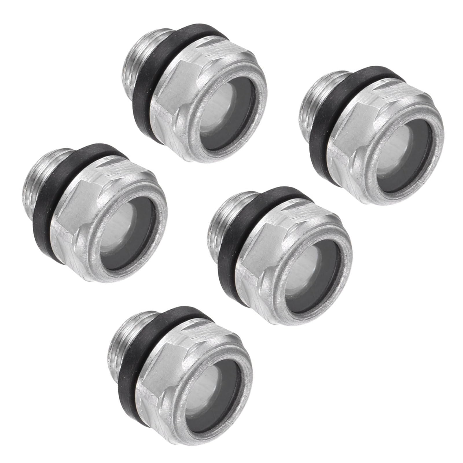 CoCud Air Compressor Oil Sight Glass, | M10x1mm Male Thread | Aluminum Hex Head Oil Liquid Level Indicator Glass Window - (Applications: for Gearbox Fittings), 5-Pieces