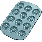 CHEFMADE Donut Pan, Nonstick Mini 12 Cavity Ring Donut pan for Baking, Bagel Pan Bakeware for Oven Baking(Green)