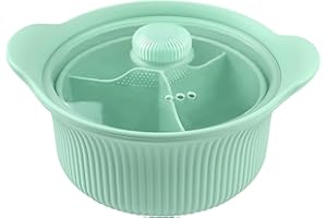 Silicone Microwave Steamers, Food-Grade Microwave Rice Cooker with Handle, Lid, Basket for Vegetables/Fish, Green