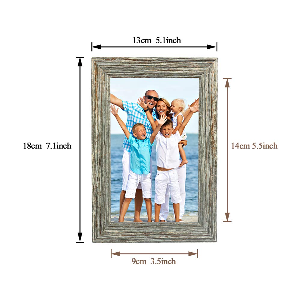 Wskderliner 2er Set 9 x 14 cm (3.5x5.5 Inch) Bilderrahmen Shabby chic Vintage Barock antik Landhausstil Nostalgie Aufsteller Portraitrahmen Fotorahmen Einzelrahmen Creamy-White and Gray