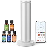 COFUN Waterless Essential Oil Diffuser, Wireless, Aluminum Housing, Silver | 1000-1800sq. ft, for Homes, Offices, Hotels and Spas, 5 Bottles of 20 ml Essential Oil, App+Touch Control, 4.06 Oz