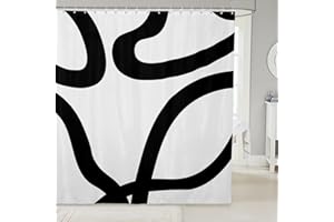 jejeloiu White and Black Shower Curtain 72"x72" Geometric Geometry Modern Bathroom Shower Curtain Set Neutral Art Bath Curtain Abstarct Art Kids Bathroom Accessories