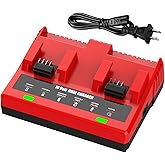 2Port 18V Rapid Charger Replacement for Milwaukee m 18 Battery Charger Station, for 48-59-1802 48-59-1812 Compatible with 48-