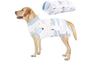KOESON Dog Recovery Suit, Spay Suit for Female Dogs with Pee Hole Pet Surgical Recovery Suit Dog Cone Alternative, Dog Surgery Recovery Suit Anti Licking Pet Bodysuit for Abdominal Wound Crocodile 2XL