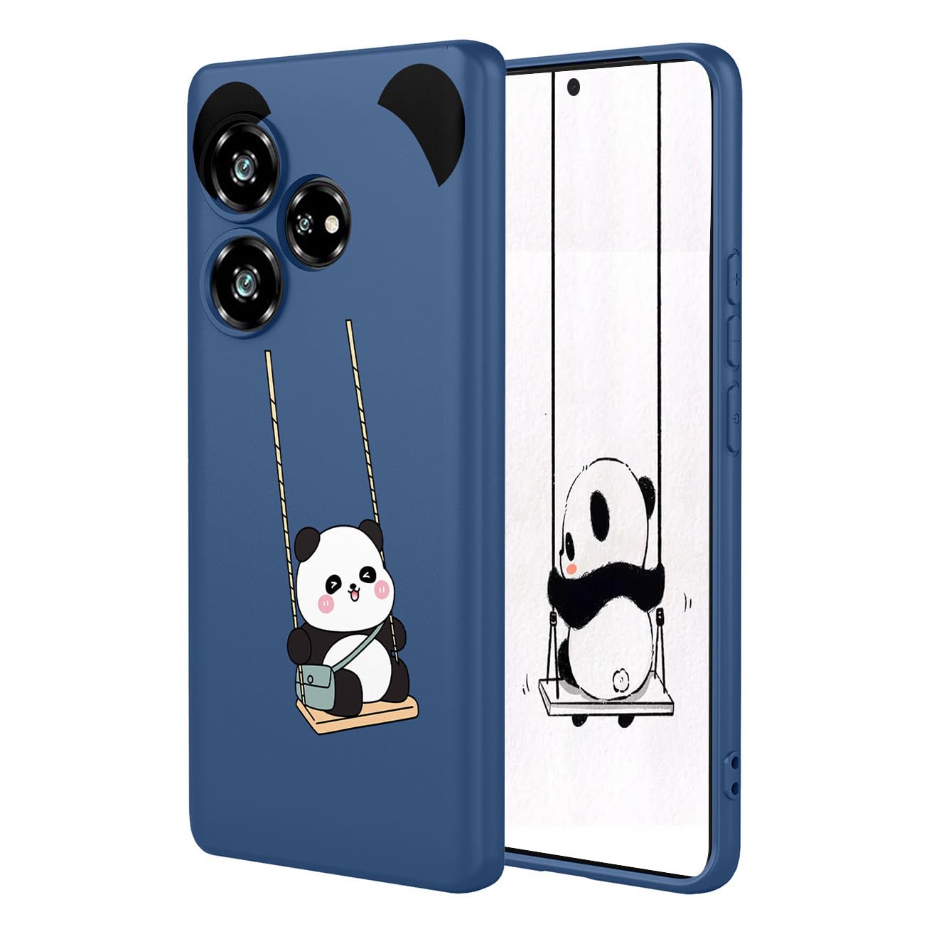 YUEQIAN Liquid Silicone Case for ZTE Axon 60 Lite 4G, Ultra Slim Soft Silky TPU Rubber Shockproof Cover, Cute Flower Cartoon Girl Pattern Microfiber Lining Case. Panda