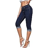 Hybrid & Company Women's Stretchy Slim Fit Denim Capri Jeans