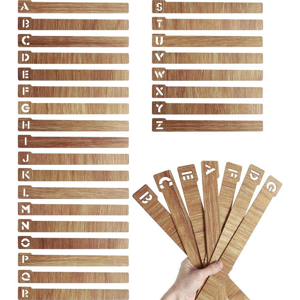Stroagymoon 26 Pcs Vinyl Record Dividers Wooden Record Dividers Alphabetical A-Z Vinyl Record Storage Dividers Record Holder