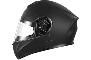 Motorcycle Full Face Helmet DOT Approved - YEMA YM-831 Motorbike Moped Street Bike Racing Crash Helmet with Sun Visor for Adult, Men and Women - Matte Black, XX-Large