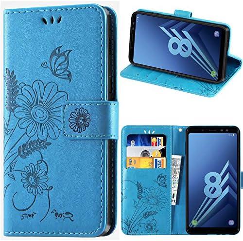 kazineer Galaxy A8 2018 Case, Premium Leather Phone Wallet Case Protective Cover for Samsung Galaxy A8 2018 - Turquoise blue