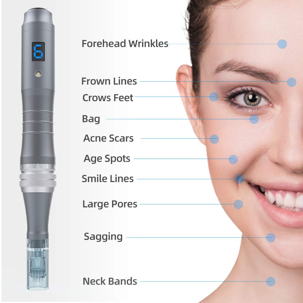 Dr. Pen Ultima M8 Professional Microneedling Pen - Electric Derma Auto Pen - Best Skin Care Tool Kit for Face and Body - 16 pins x2 + 36 pins x3 Cartridges: Beauty
