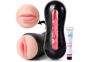 ZEMALIA Male Masturbator, Double Side Mens Sex Toy with Water Based Lubricant, Adult Toys with Realistic Texture, Male Self-p