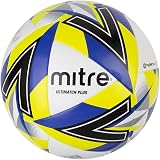 Mitre Ultimatch Plus Football White Blue Size 5 Match Level Hyperseam