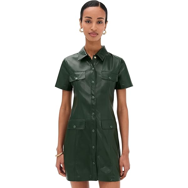 leather dress green FARM Rio Green 3d Flower Leather Mini Dress, Green / XS main image 1
