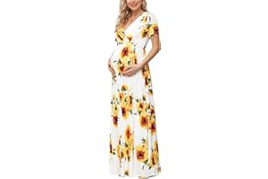 Xpenyo Maternity Maxi Dress Women Casual Wrap Long Baby Shower Pregnancy Dresses