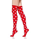 Leegmvse Thigh High Socks for Women Girls Long Polka Dot Over the Knee High Socks Funny Colorful Thigh Highs for Daily Wear
