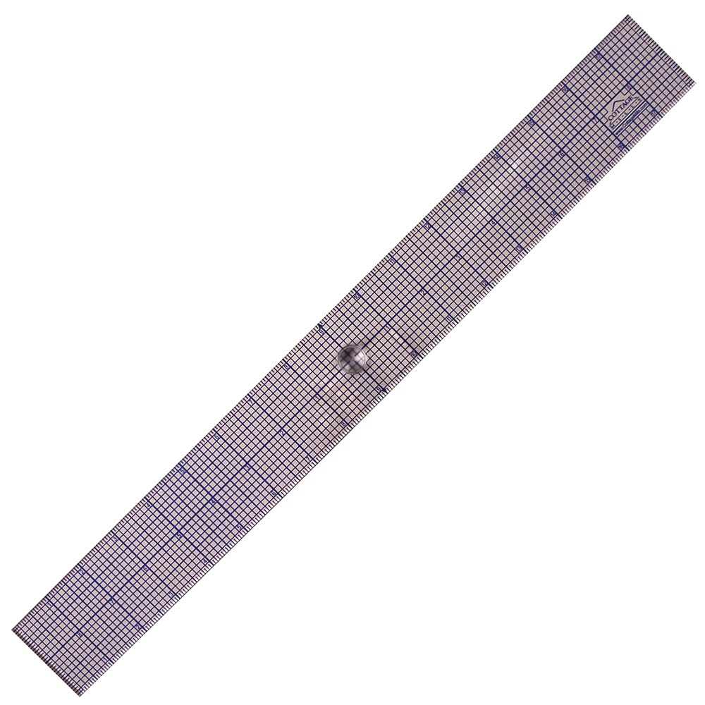 2" x 18" Design Ruler with Easy Grip Knob. Made of Thick 1/8" Acrylic. Use with Rotary Cutters and Razor Knives. Great for Designing, Layout, Quilting, Sewing, Drafting. Made In USA!