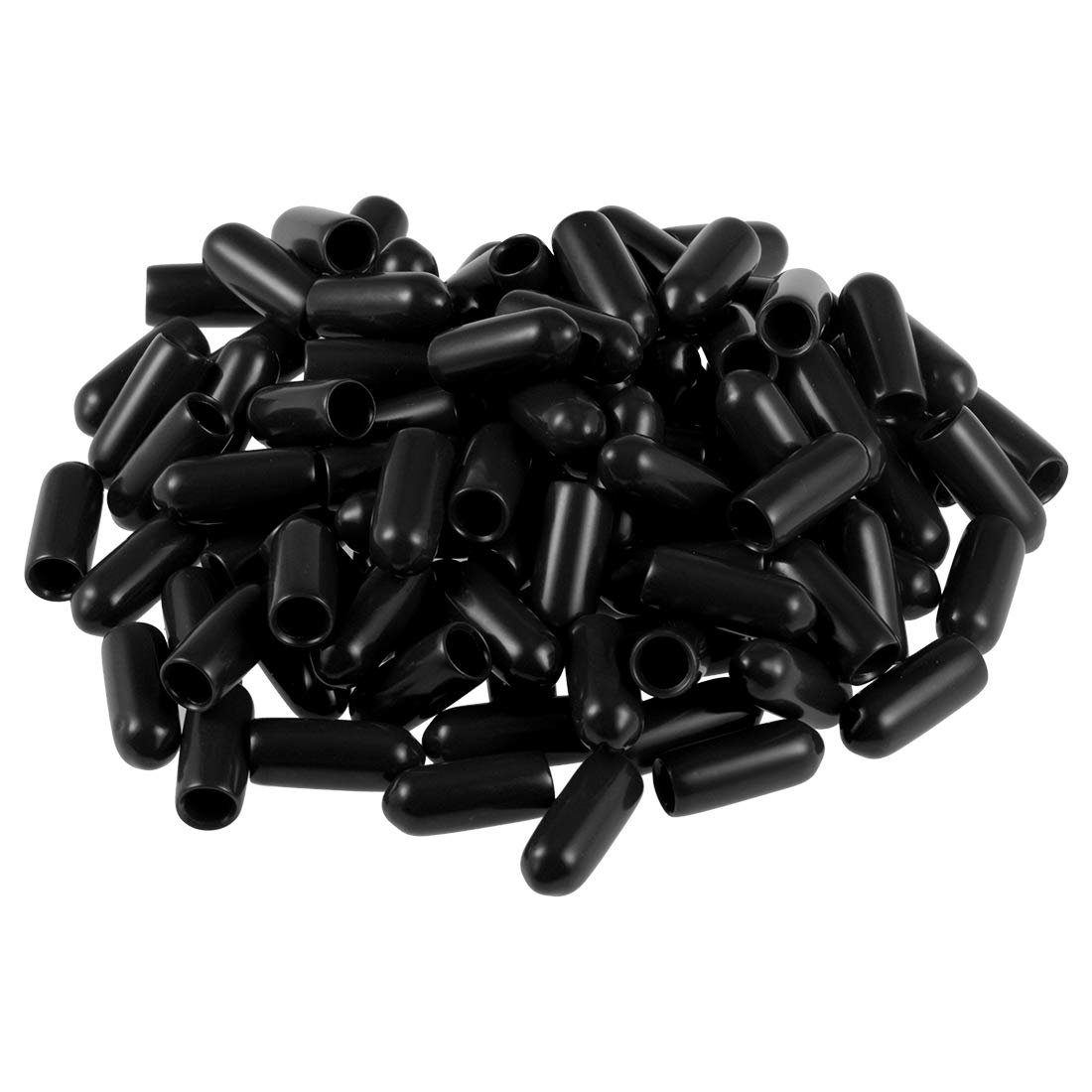 sourcing map Screw Thread Protectors 4.5mm ID Rubber Round End Cap Cover Black Tube Caps 100pcs