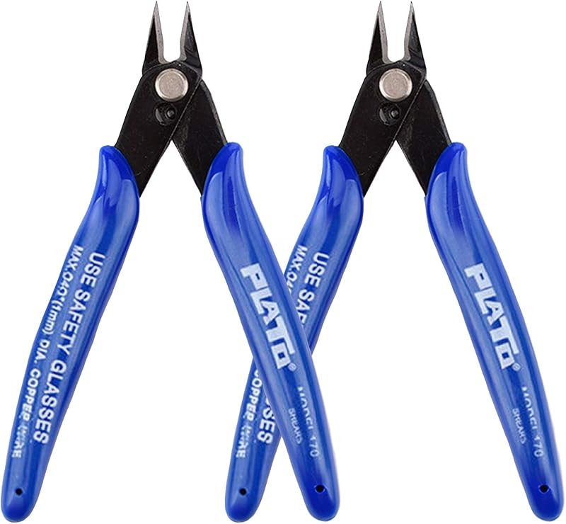 Lefute 2 Pieces Precision Flush Cutters Coil Wire Cutter 130x80mm Dark Blue