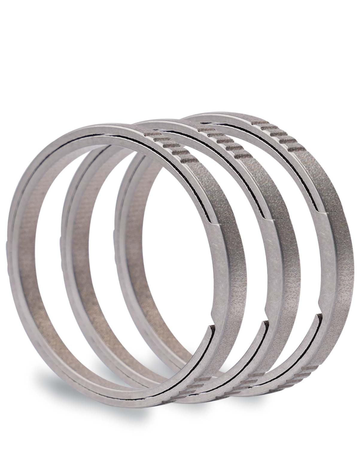 TIKIDESIGN Titanium Key Rings, 30/25/19 mm Key Ring with Side Pressing Design, Titanium Flat Key Ring Rings, Titanium Split Rings for Car House Key Accessories, Sandblasted (3L), 3groß(sandgestrahlt)