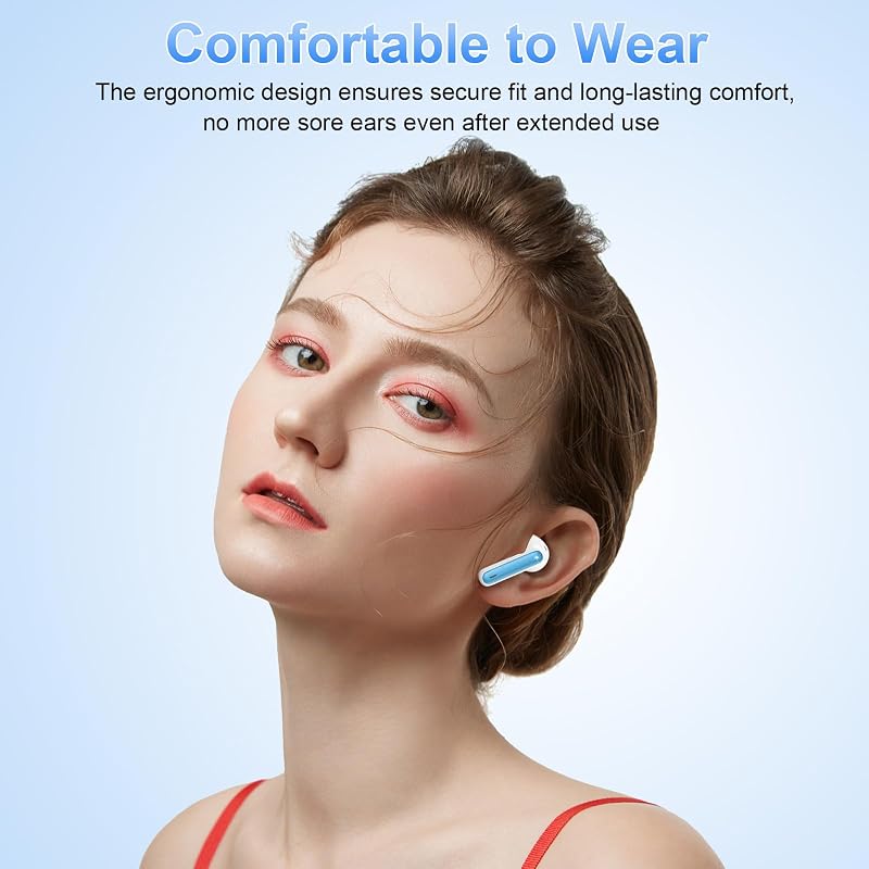Bluetooth Kopfhörer, Kopfhörer Kabellos Bluetooth 5.3 In Ear Kopfhörer mit 4 ENC Noise Cancelling Mic, Kabellose Kopfhörer Tiefer Bass Wireless Earbuds 40Std, IP7 Wasserdicht Ohrhörer, Blauer See