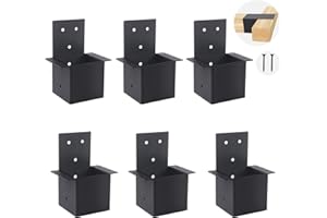 CDFYJHFDQ 6 Pcs Pergola Brackets, 4"x4"Pergola Post Top Rafter Brackets Deck Railing Brackets Connectors(Inner 3.6"x3.6") for 4x4 Wooden Post ,Beam Support Brackets for Patio, Pergola, Log Cabin, Fence