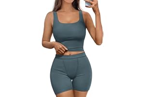 Trendy Queen 2 Piece Lounge Sets for Women Matching Workout Set Cropped Tank Tops and High Waist Yoga Leggings Active Wear