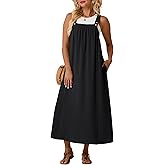 Lepunuo Summer Dresses for Women 2026 Casual Boho Overall Dress Adjustable Cover up with Pockets