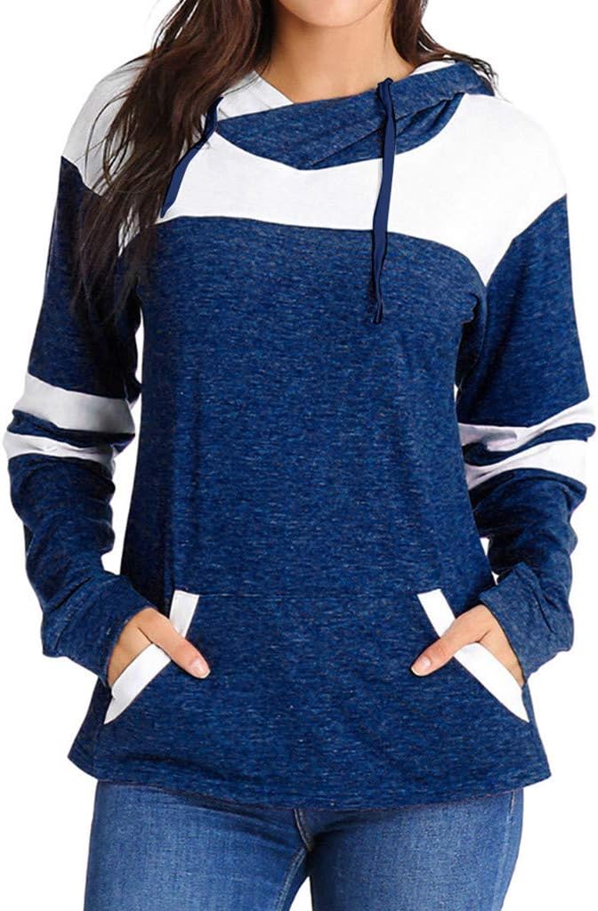 HULKAY Women's Cowl Neck Tops Color Block Patchwork Pullovers Patchs Loose Tunic Blouse with Pockets