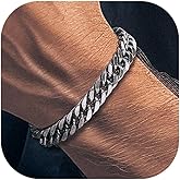 Richsteel Cuban Link Chain Bracelets 8/12/17mm Width Stainless Steel Chain Wrist Bracelets for Men, 7.4/8.2/9 Inch Length Classic Jewelry for Christmas/Valentine's Day/Birthday
