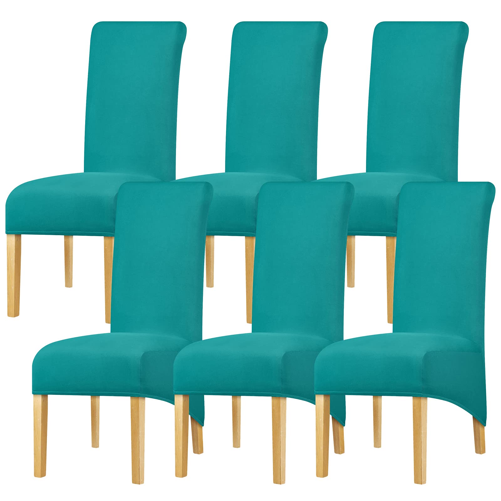 Leorate XL Size Chair Covers Stretch Polyester Chair Slipcover Dining Room High Back Chair Protector Home Decor Blue Green 6 pieces
