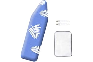 SheeChung 12x42 Inch Ironing Board Cover and Pad -100% Cotton and Heavy-Duty,Snug Fit Over-The-Door & Built in Wall Ironing Board Cover Replacement Pad Cover