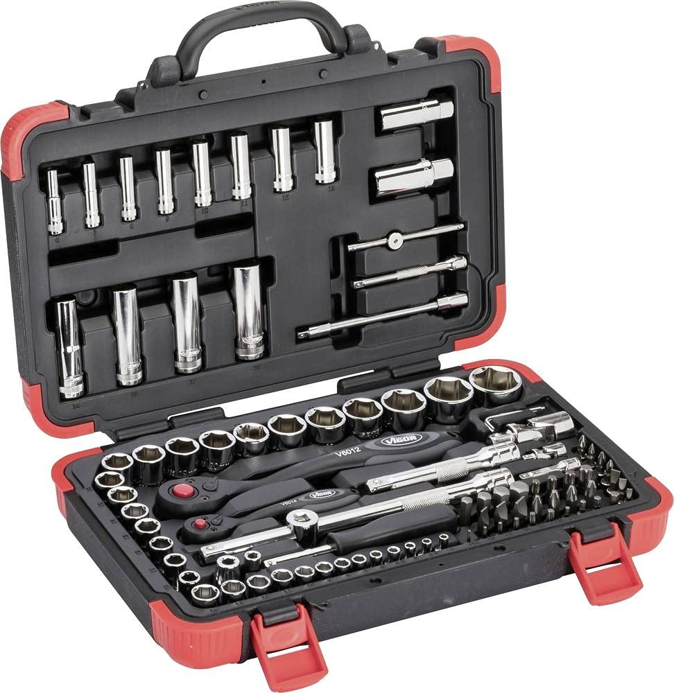 Vigor V1706N Socket Key Set 1/4 Inch + 1/2 Inch 94 Pieces