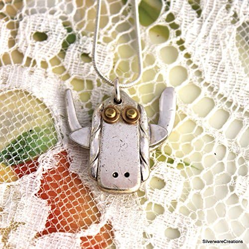 SILVERWARE LONGHORN STEER PENDANT - Silverware Jewelry, Silverware Pendant, Vintage Silverware Pendant Key Chain - Made in Usa
