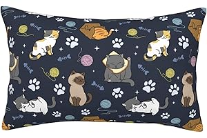NMBVCXZ Cute Cat Pattern Pillow Cases Standard Size 20x30 Inches, Soft Breathable Pillow Cover with Hidden Zipper Closure, Decorative Pillow Protector for Kids Adults